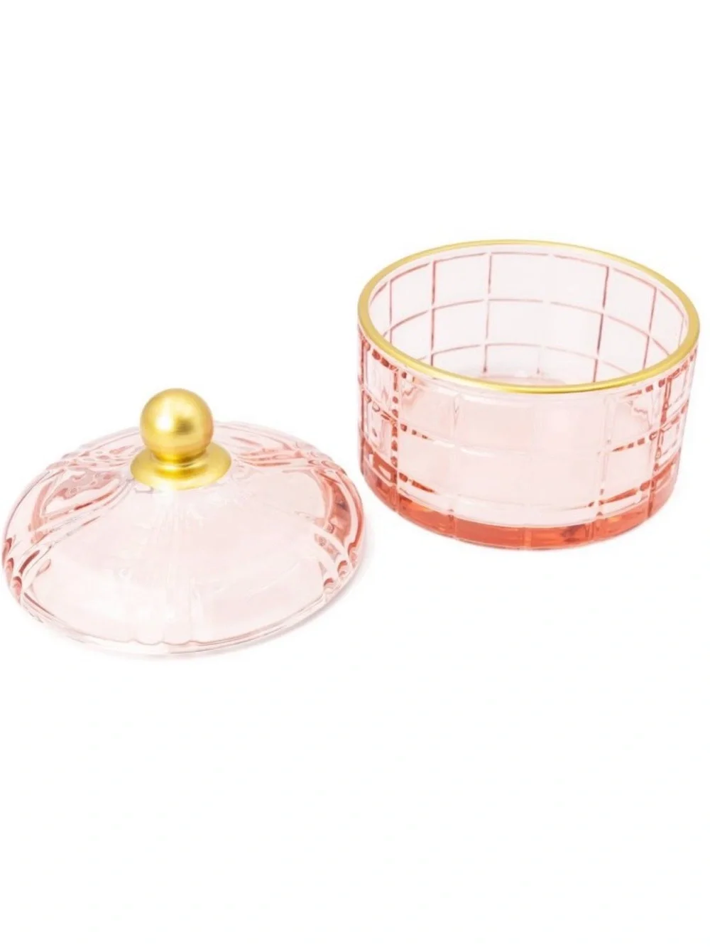 Target Pink & Gold Glass Trinket Box Vanity Bathroom Kitchen Candy Dish Storage
